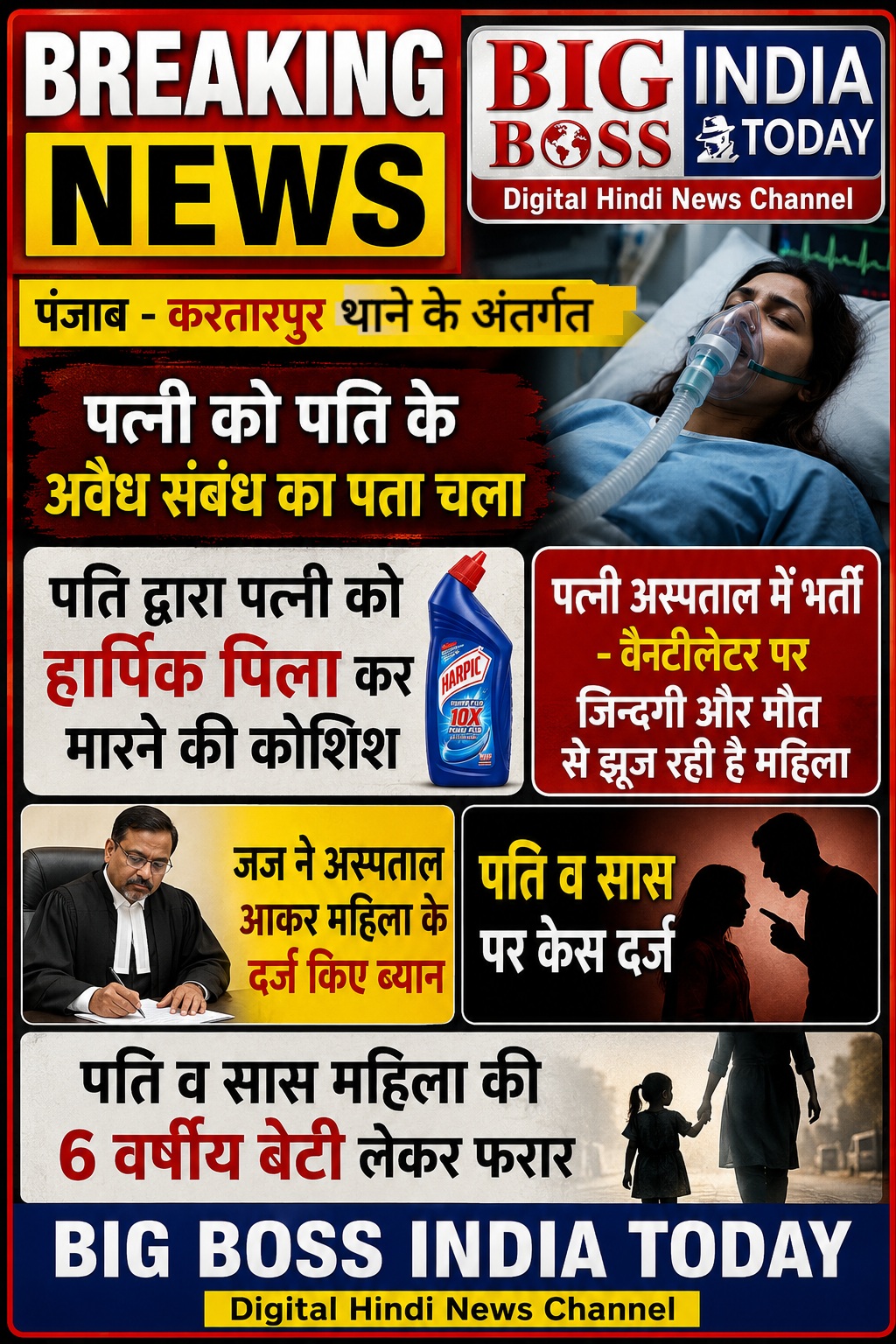 पति द्वारा पत्नी को हार्पिक पिलाकर मारने की कोशिश   नेहा अस्पताल भर्ती, जिन्दगी व मौत से झूज़ रही है