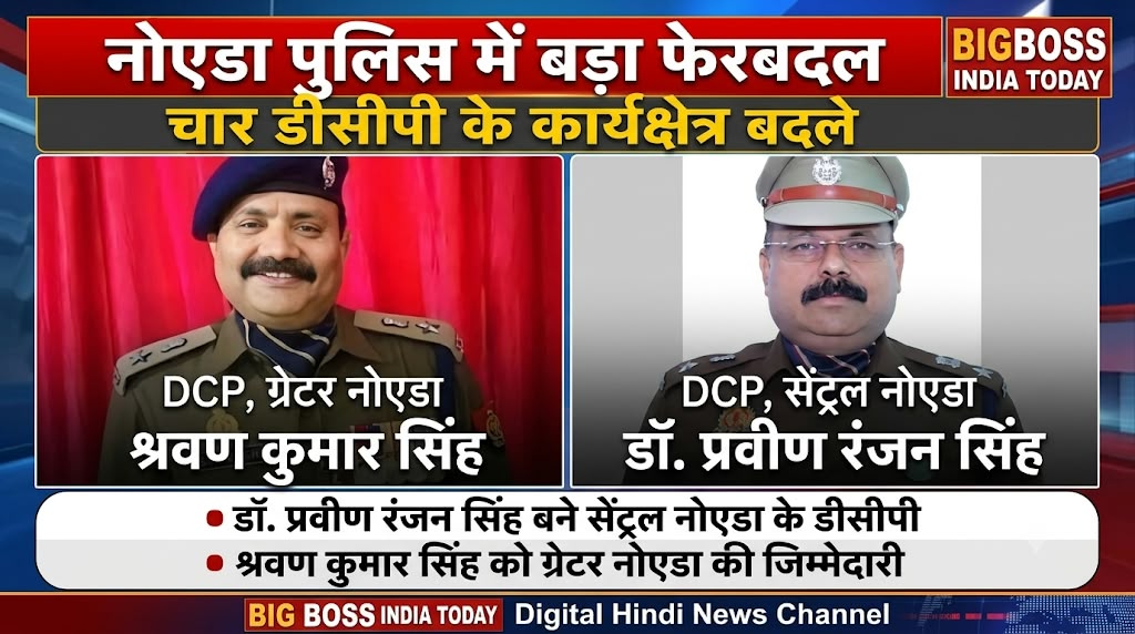 नोएडा पुलिस में बड़ा फेरबदल  - चार डीसीपी के कार्यक्षेत्र बदले